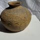 Small round ancient vase in engraved terracotta, Indonesian polychromy H10 D1