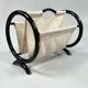 Vintage Round Magazine Rack / Reading Basket, Black Rattan, 1970's