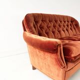 Rust Orange Velvet Couch