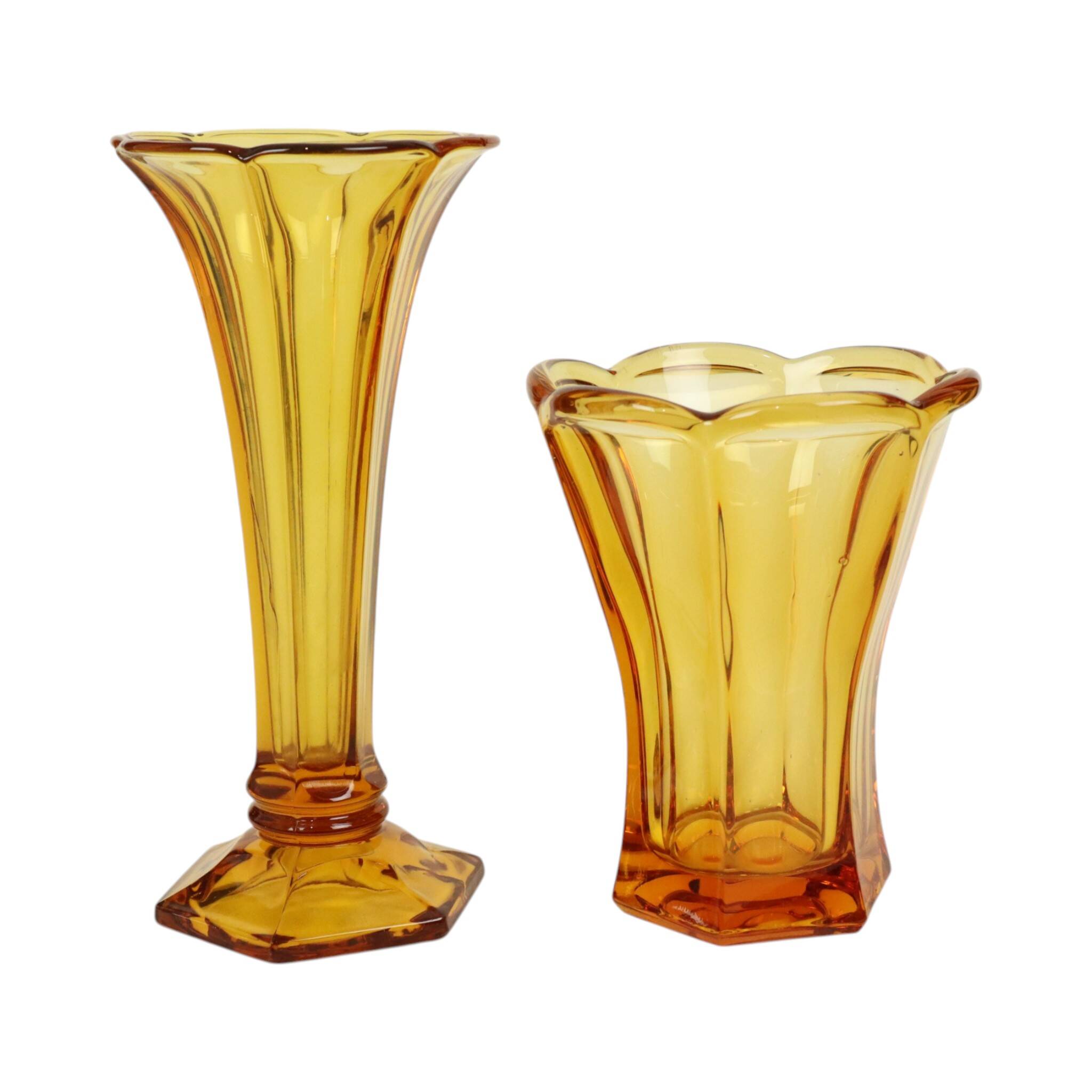 Set of Amber Vases Luxval Américain Art Deco 1935