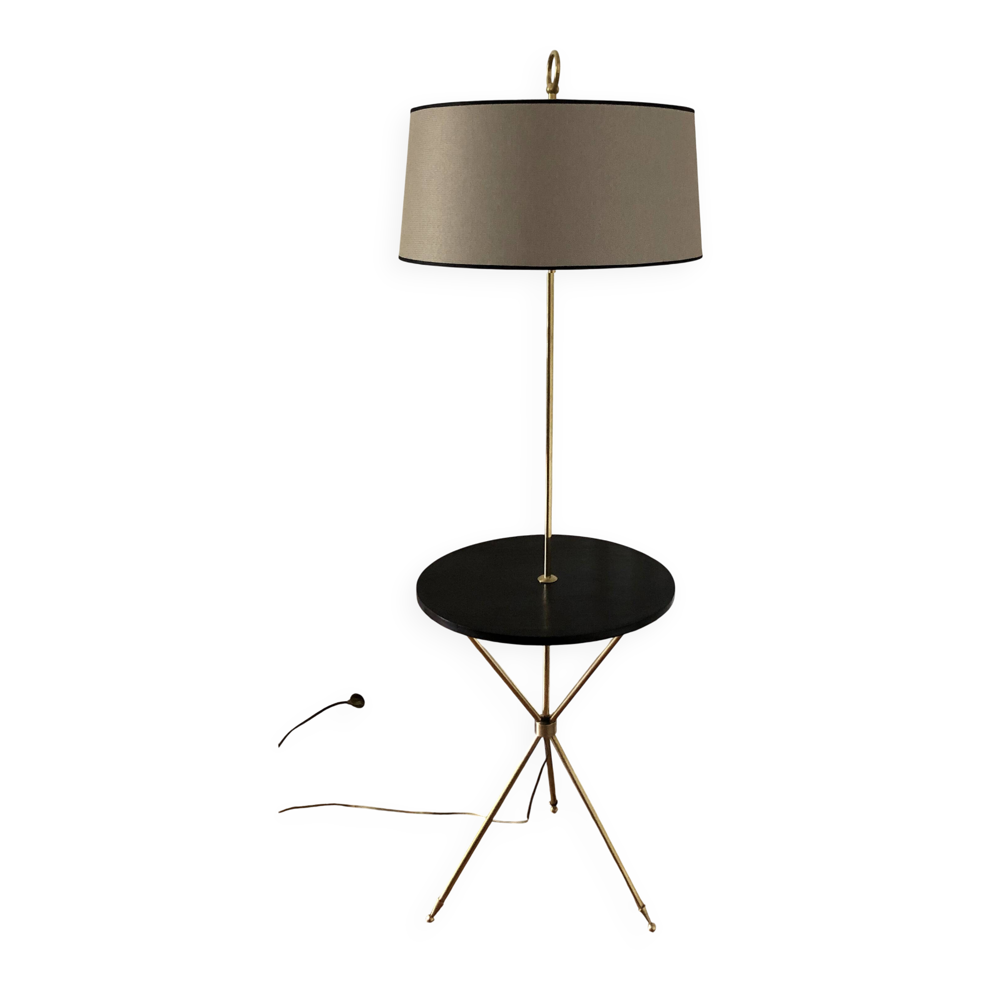 Vintage tripod side table lamp in brass from 1950 - 1960.