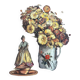 Tableau HST "Nature morte aux fleurs et poupée" Guy VAN ISEGHEM (1905-?)
