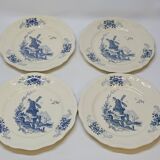 8 Large Vintage Sarreguemines Flanders and Surrey Dinner Plates, White Decor