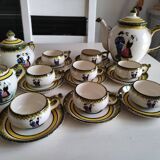 Henriot Quimper coffee service 8 cups/saucers, coffee pot, sugar bowl, jug.