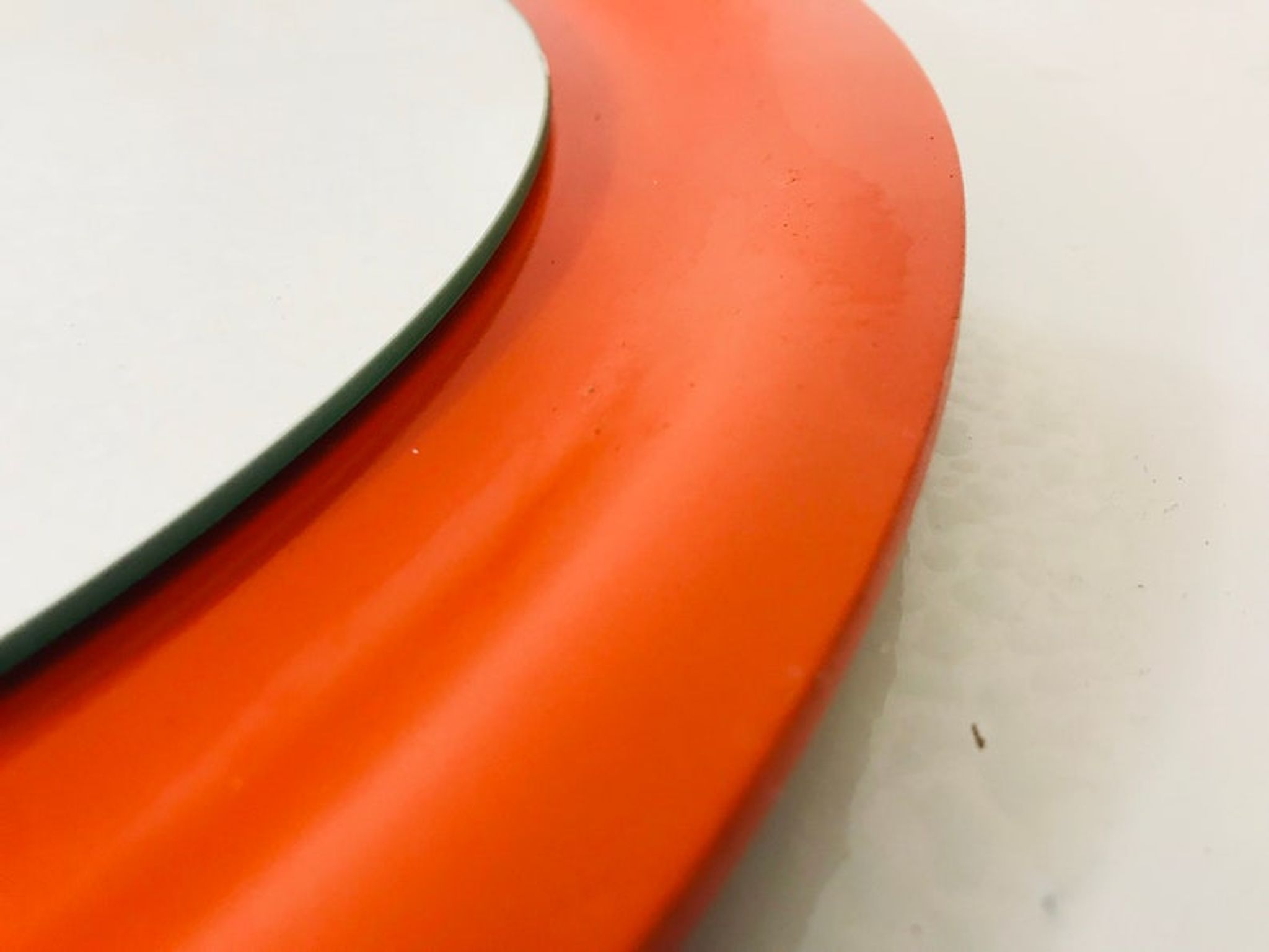 Red circular wall mirror 45x45cm Germany 1970s