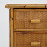 Bamboo and woven wicker chest of drawers, 1970s