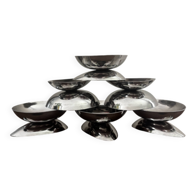Lot de 6 coupes en inox design deux en un glaces et avocats