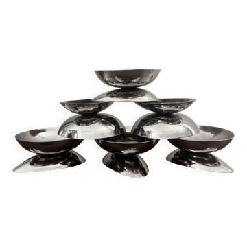 Lot de 6 coupes en inox design deux en un glaces et avocats