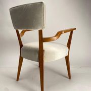 Set of Mid-Century Organic Armchairs in Velvet and Wood in the style of Gio Ponti Style, 1950s