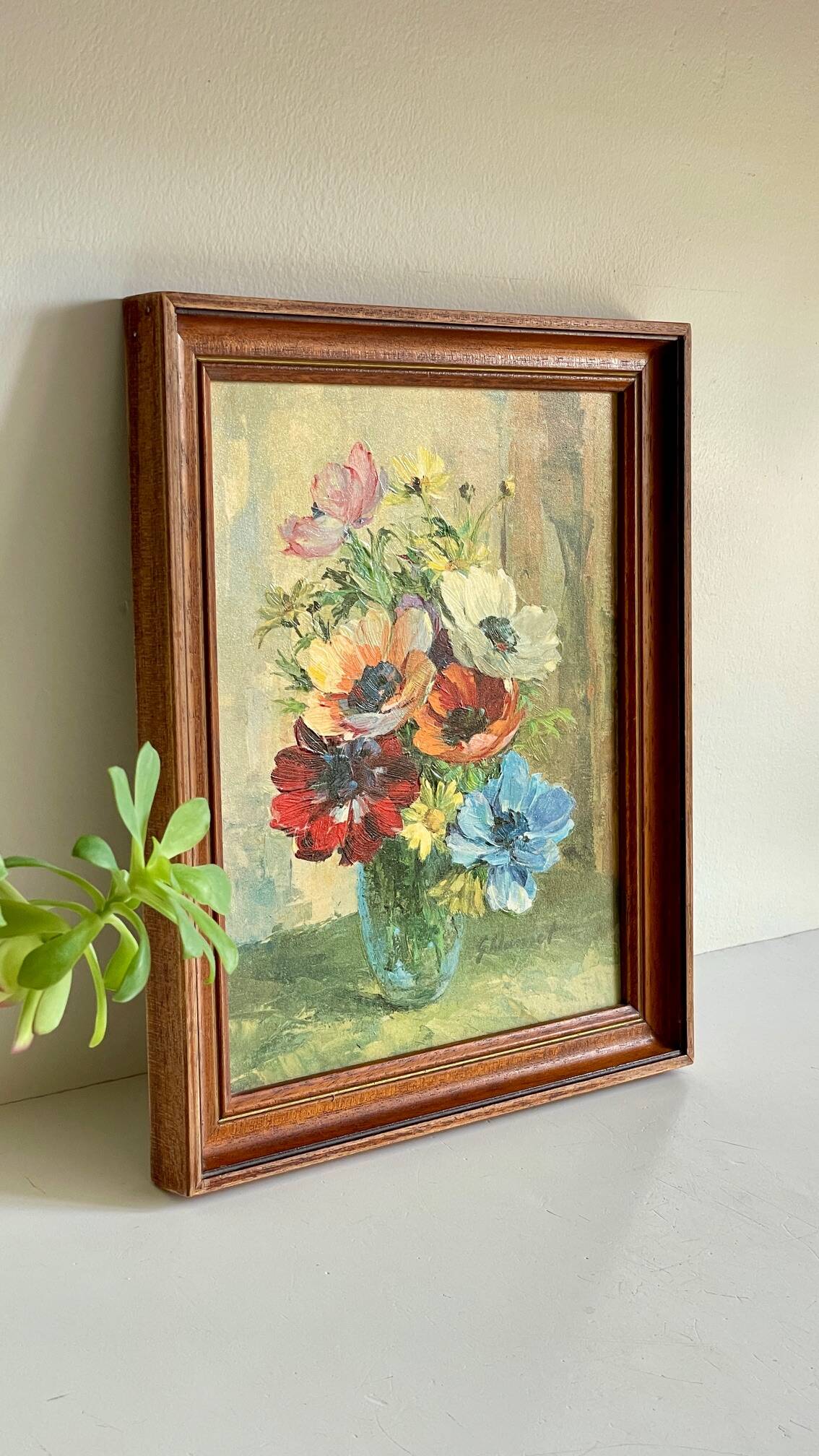 TABLEAU Vintage Bouquet aux ANEMONES