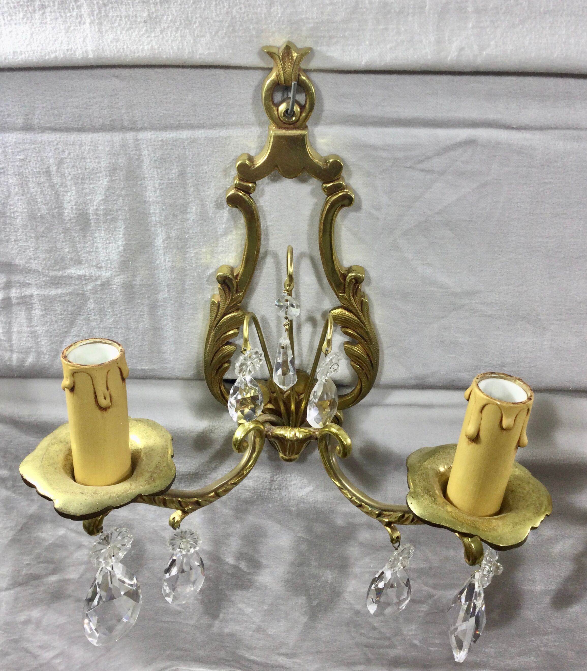 Pair of Wall Lamp Bronze And Crystal 2 Lights