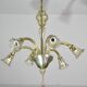 Lustre en verre de Murano vintage, couleur ambre, six lumières, design des années 1950.