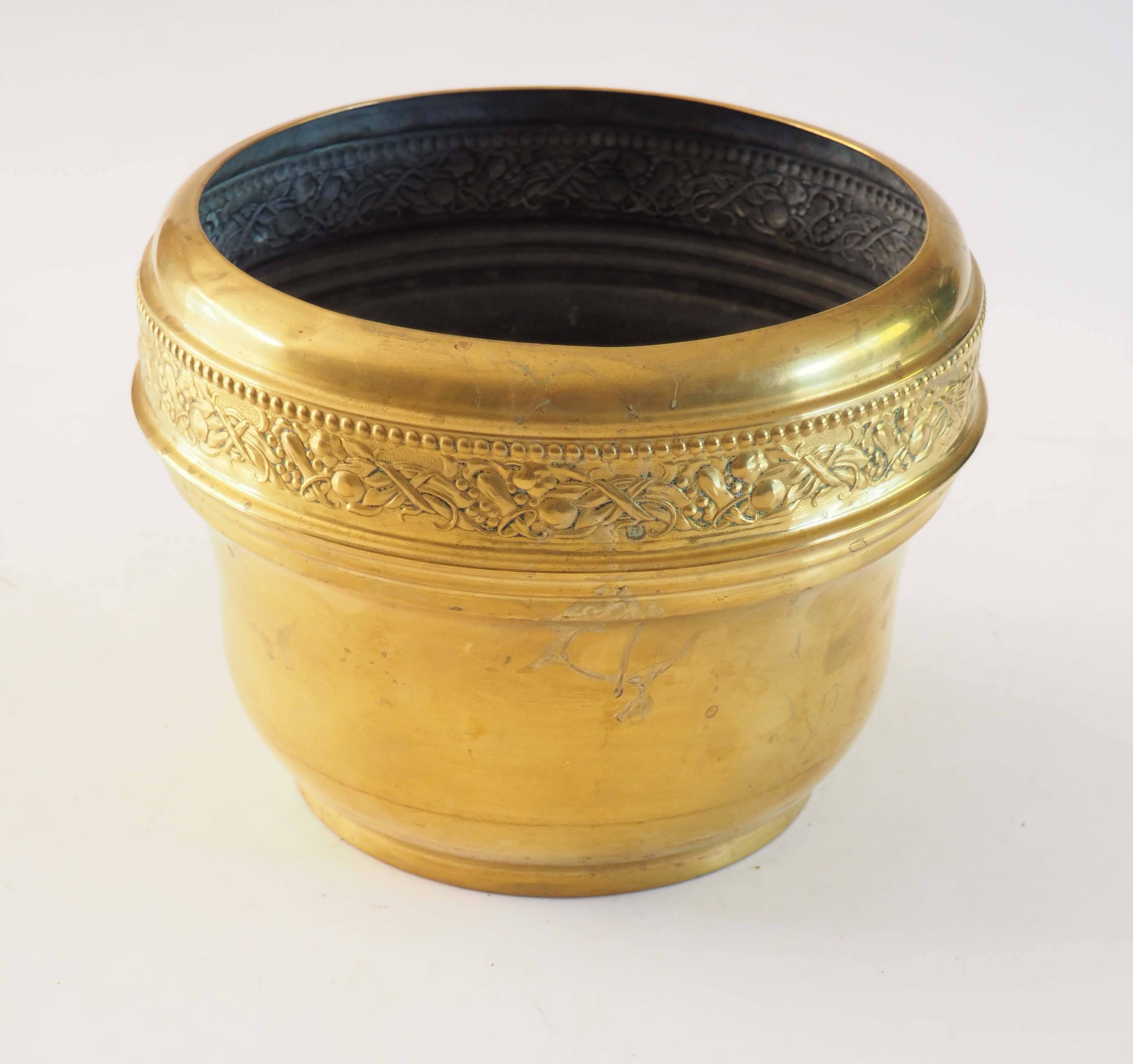 Golden brass flowerpot