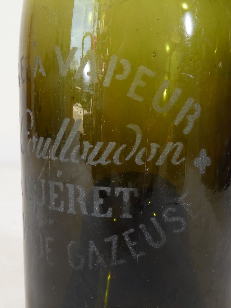 Blown glass bottle 19th limonade gazeuse g.coulloudon a gueret