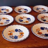 8 dessert plates from the Moulin des Loups factory around 1930