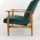 Fauteuil en velours vert vintage, 1970