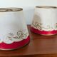 Pair of red and gold parchment lampshades