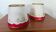 Pair of red and gold parchment lampshades