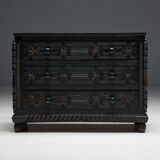 Commode à Tiroirs en Chêne Sculpté à la Main, France, 18ème Siècle