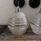 Pair of white, black and silver Art Deco wall lights
