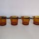 4 vintage Duralex amber glass coffee cups