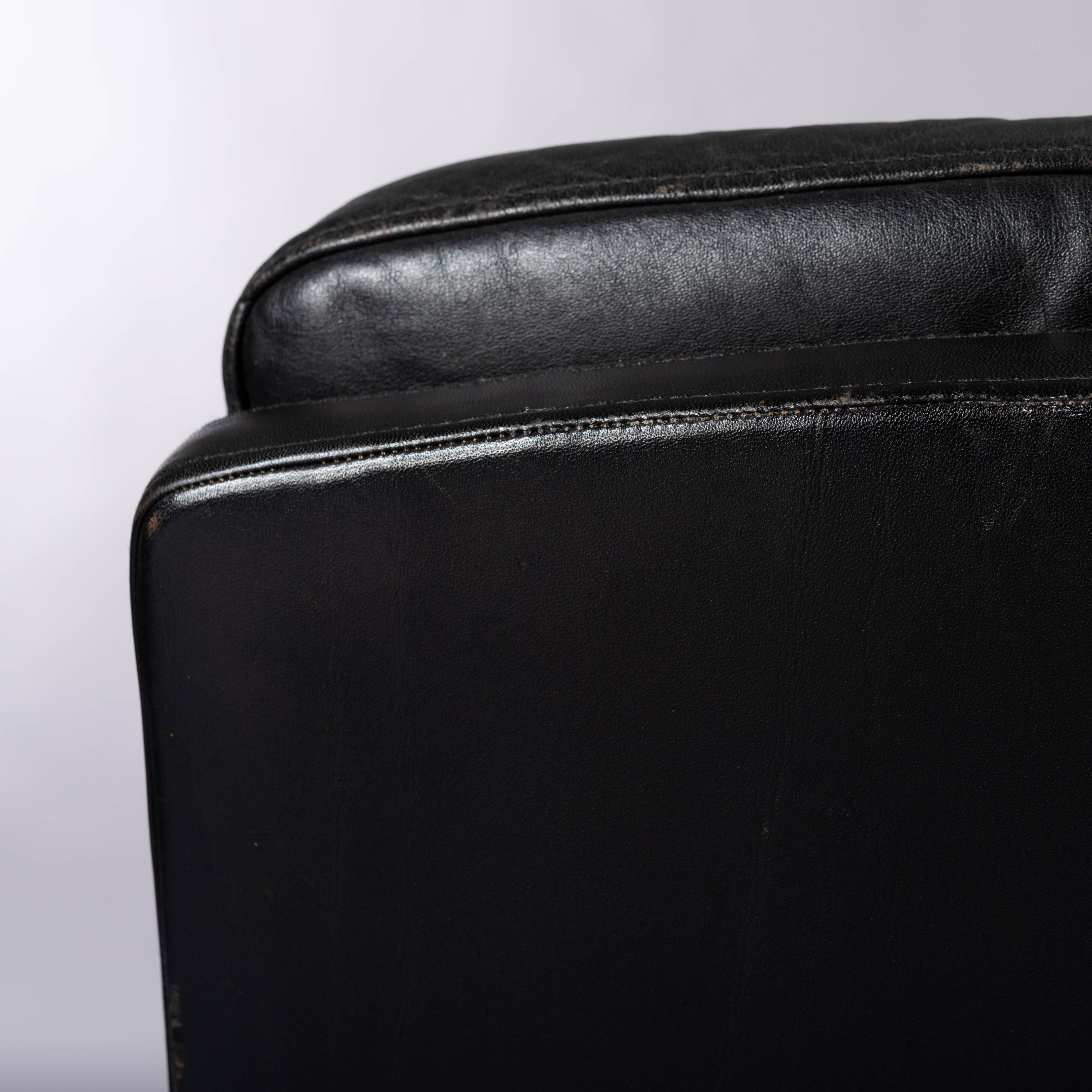 Mid-century black leather swivel chair by Lystager, 1960s