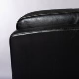 Mid-century black leather swivel chair by Lystager, 1960s