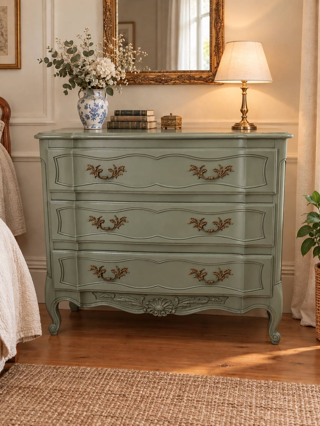 Louis XV style solid wood chest of drawers