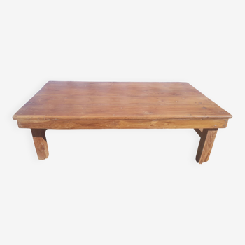 Old industrial workshop coffee table in solid teak