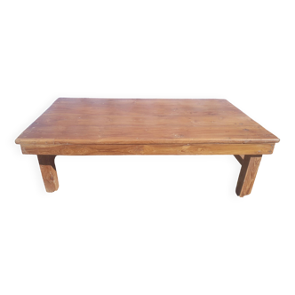 Old industrial workshop coffee table in solid teak