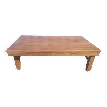 Old industrial workshop coffee table made of solid teak.