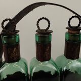 Set 3 bottles with leather bottle holders