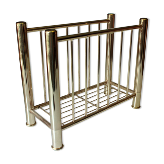 Brass magazine rack, vintage from the 1970s