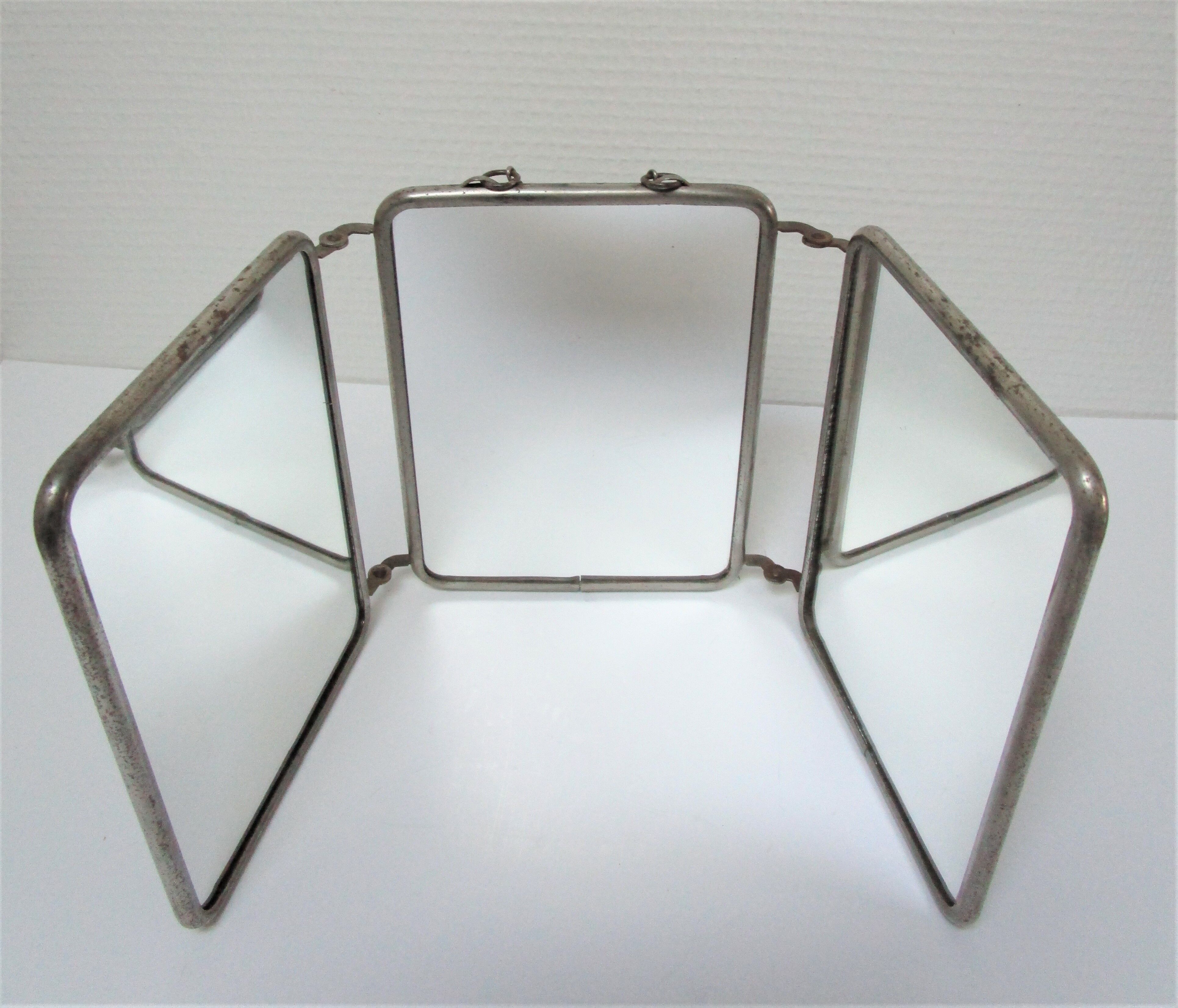 Early 20th century barber triptych mirror  - 19x44cm