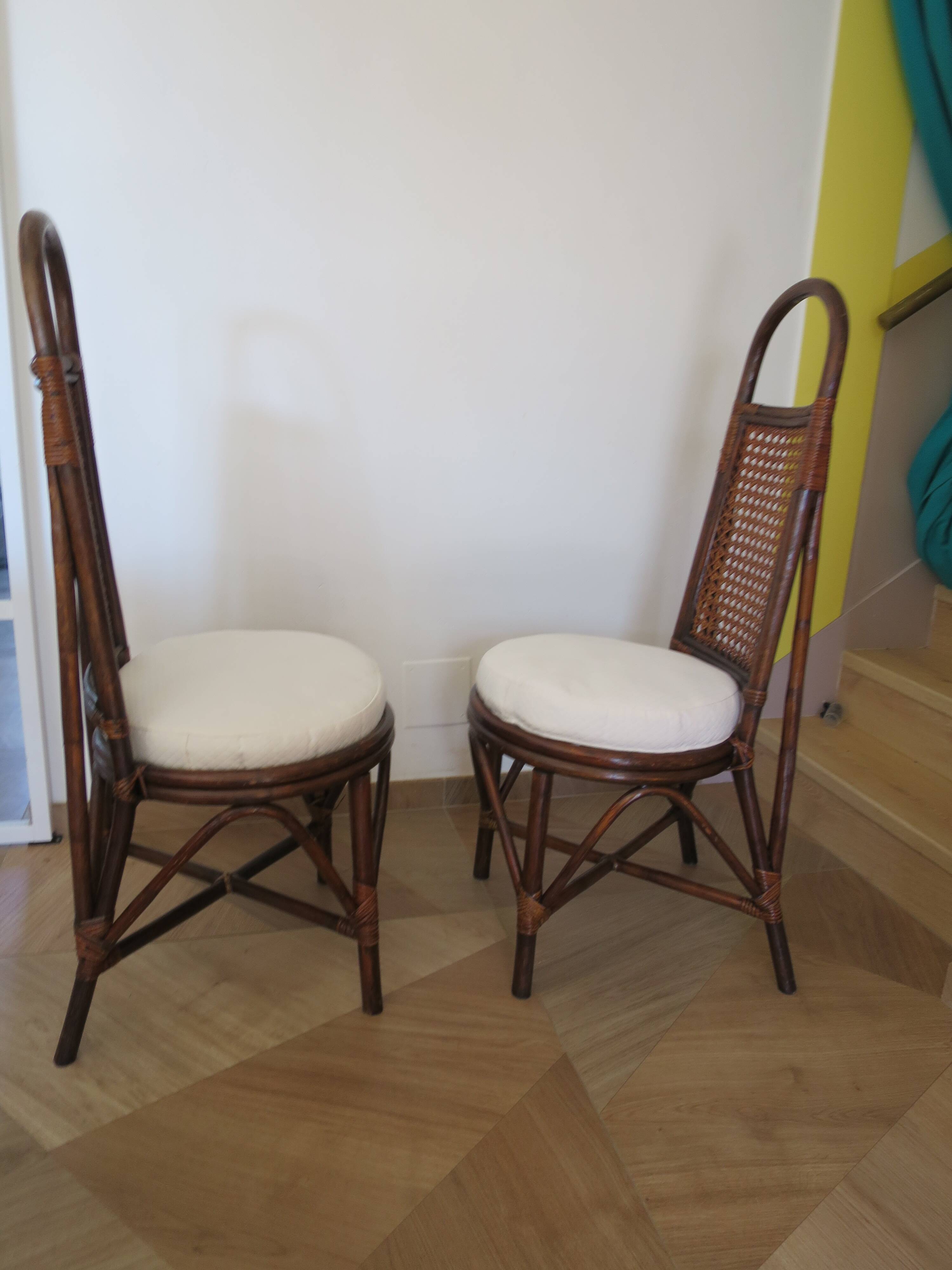 RARE - Set of 2 rattan and cane chairs - 1950 - Dirk Van Sliedrecht style