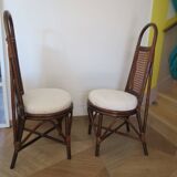 RARE - Set of 2 rattan and cane chairs - 1950 - Dirk Van Sliedrecht style