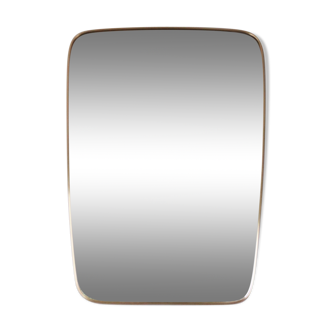 Italian midcentury vintage wall mirror with brass frame, 1950s, 50x71cm