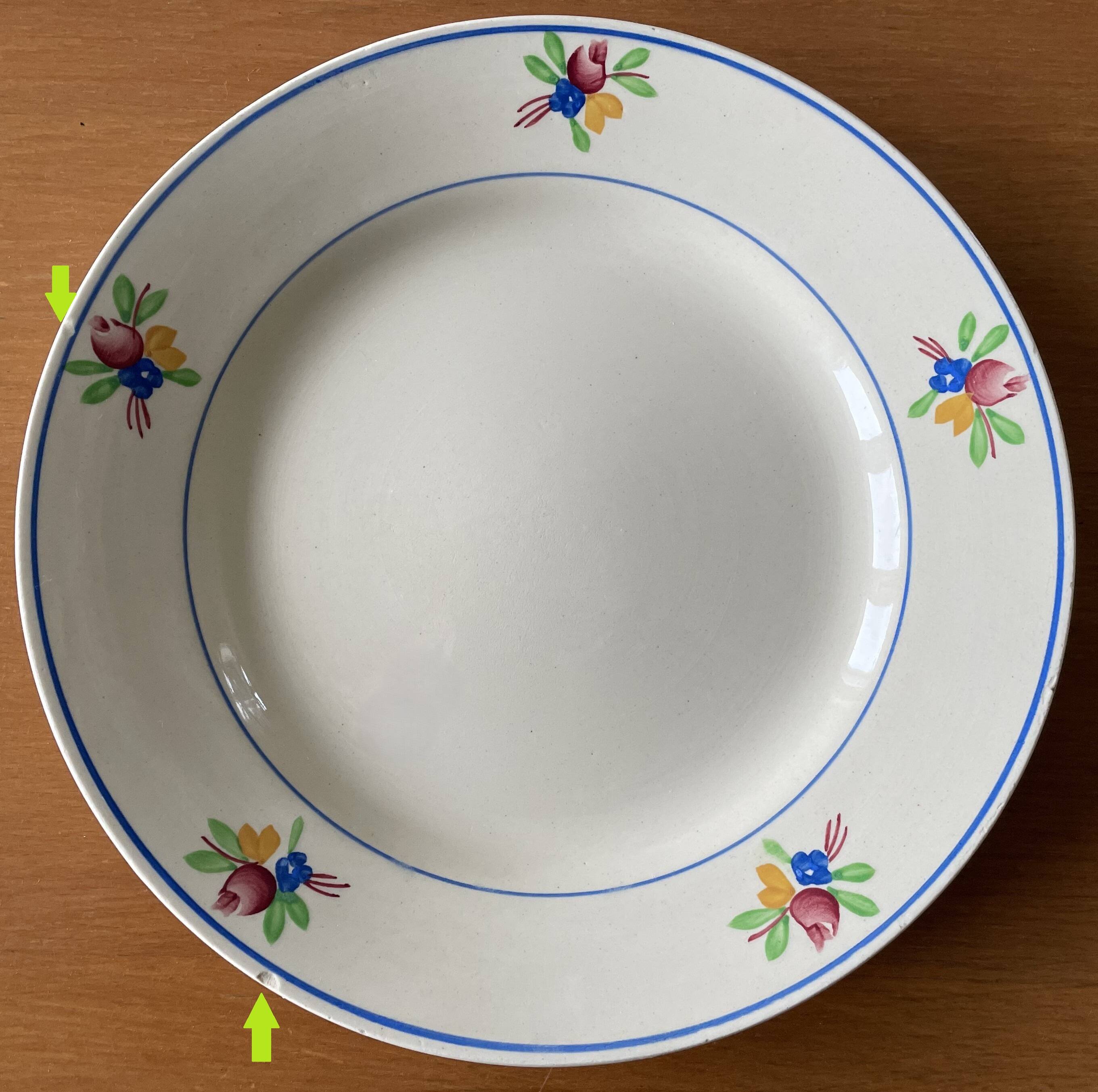 6 antique flat plates in Gien earthenware