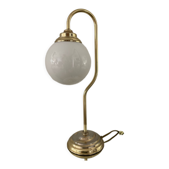 Vintage lamp from the 70s in brass and opaline