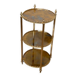 Round silver-plated brass table with triple eglomisé mirror tops from Maison Jansen.