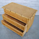 Chest of drawers bamboo and cannage, 1970s