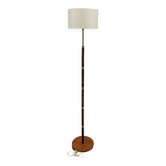 Teak and brass floor lamp