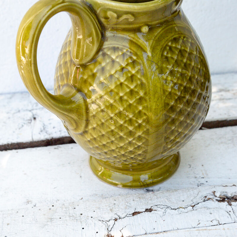 Green pitcher enamelled