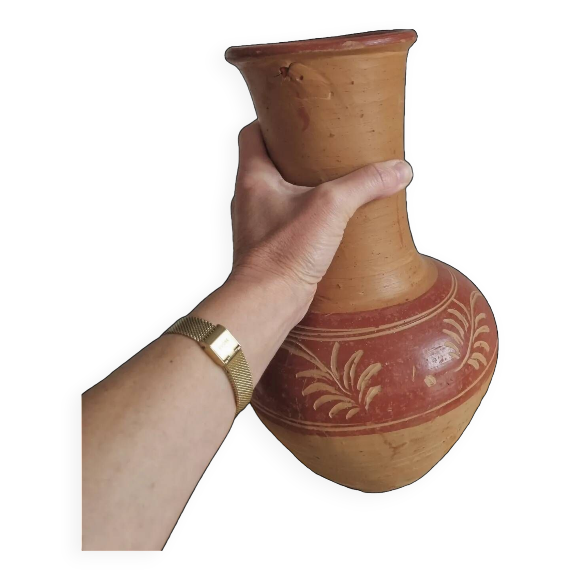 Antique handcrafted terracotta vase