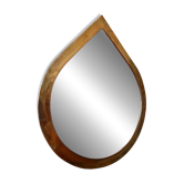 Vintage brass mirror, teardrop shape, 1970s.