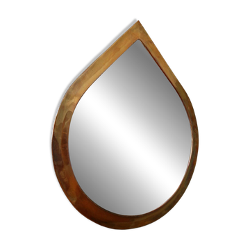 Miroir vintage en laiton, forme goutte d'eau, années 1970