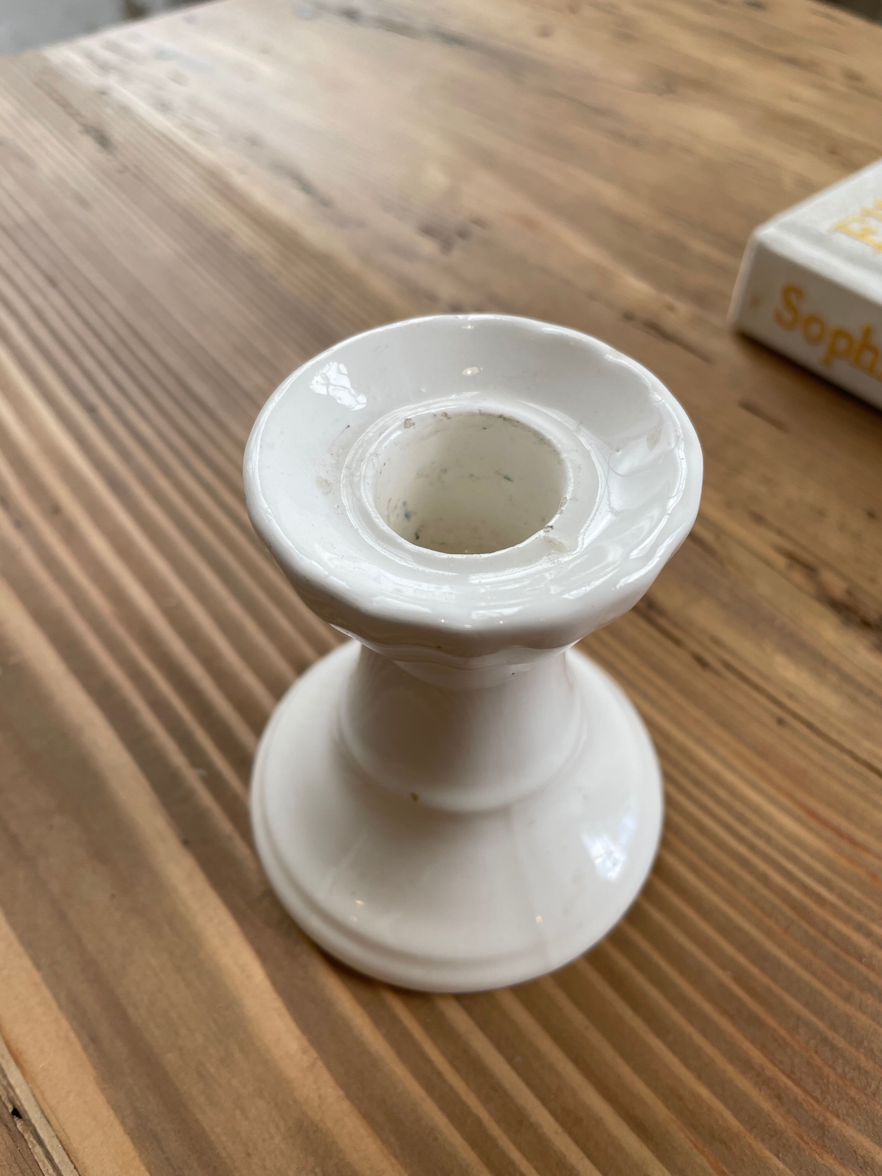 Vintage white ceramic candlestick