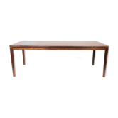 Table basse en palissandre avec carreaux bleus de design danois des années 1960