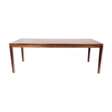 Table basse en palissandre avec carreaux bleus de design danois des années 1960
