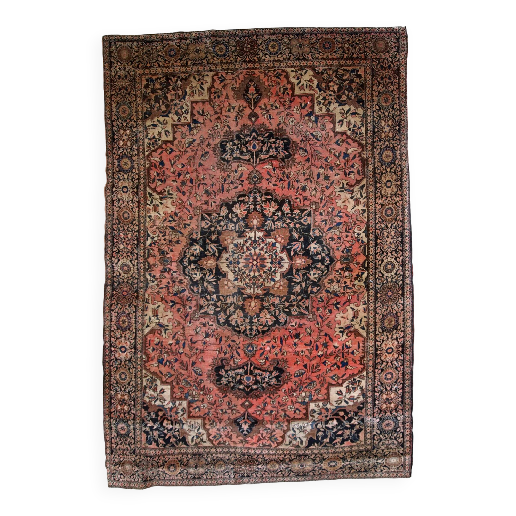 Handmade antique Persian Sarouk Farahan rug 4.1' x 6.3' (125cm x 192cm) 1880s